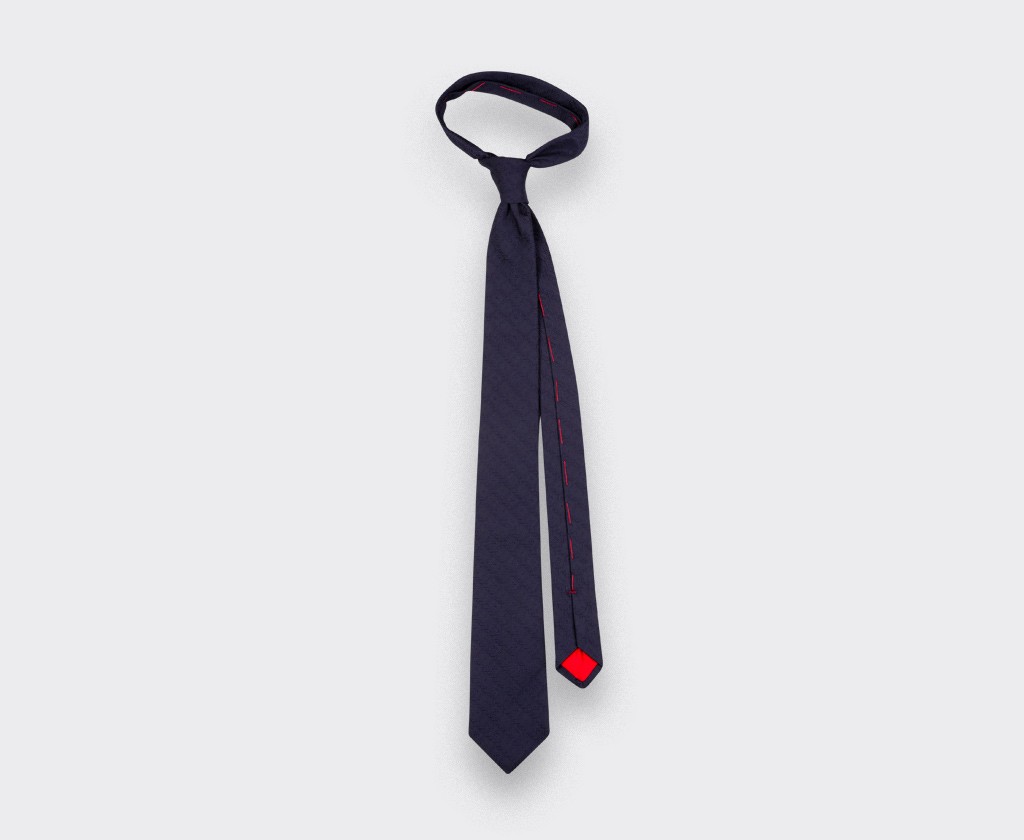 Navy blue Dots Cane tie - silk - Cinabre Paris 