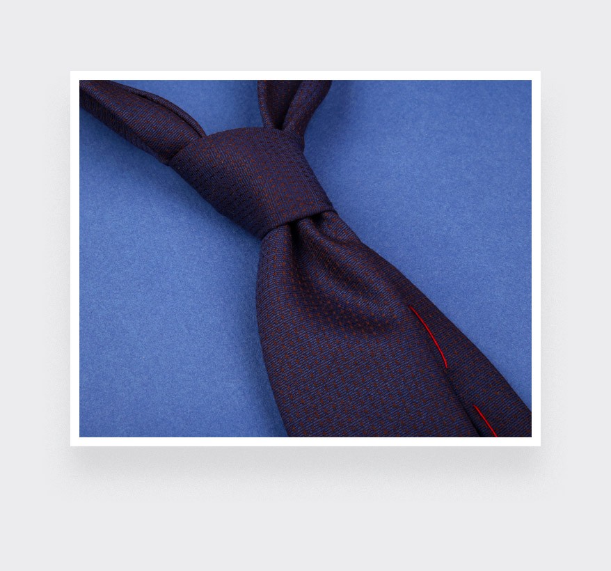 Cravate Pois Marine Rouille - laine - Cinabre Paris 