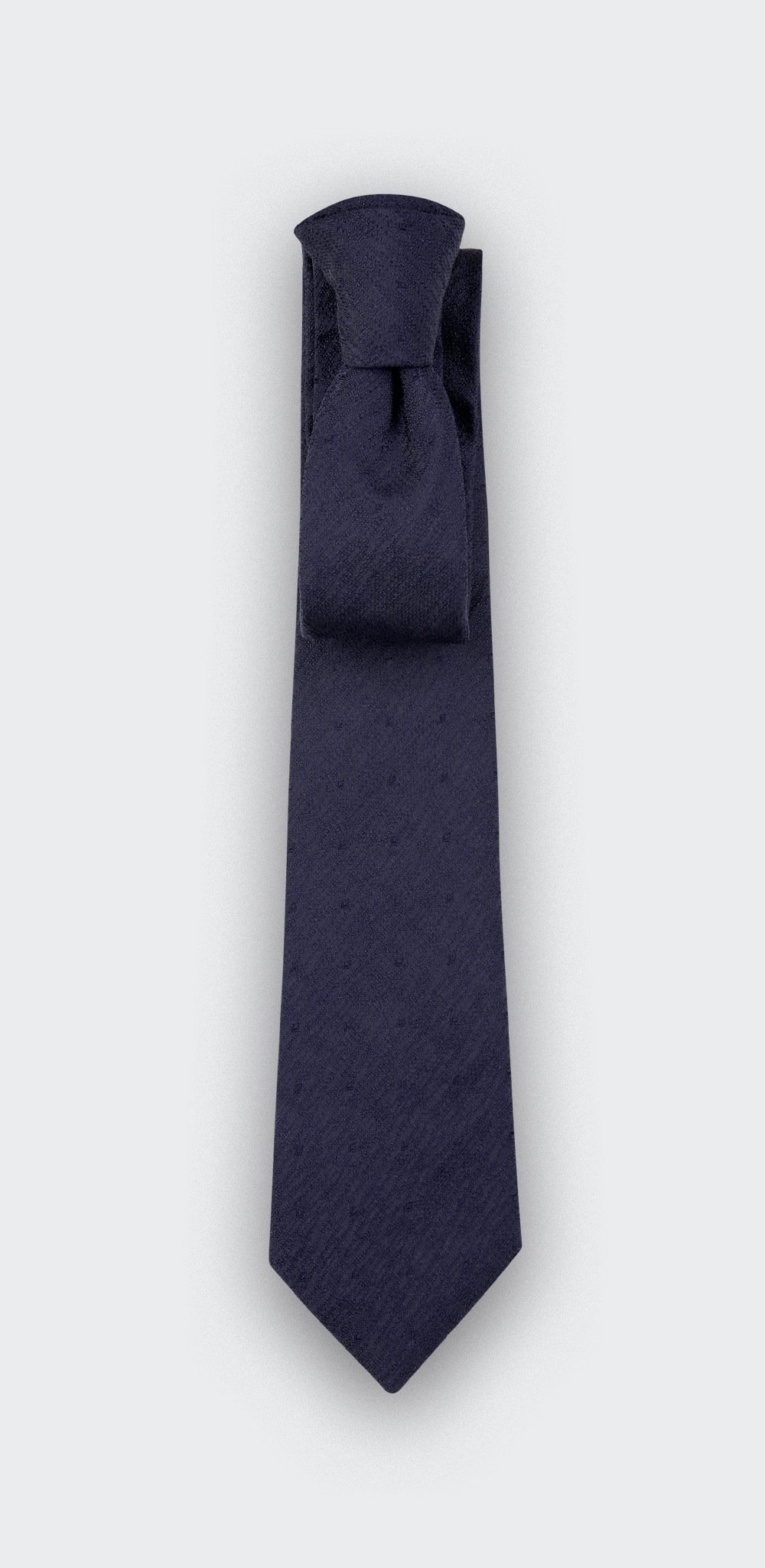 Polka dots textured navy blue tie - silk - Cinabre Paris 