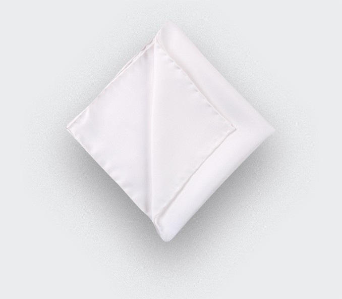 white twill silk pocket square - silk - cinabre paris
