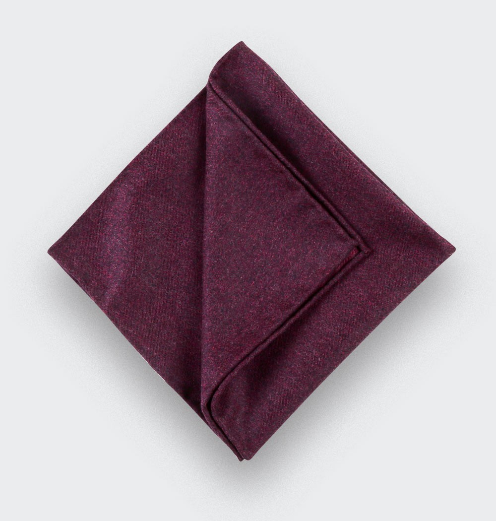CINABRE Paris - Pocket Square - Burgundy Flannel - Handmade