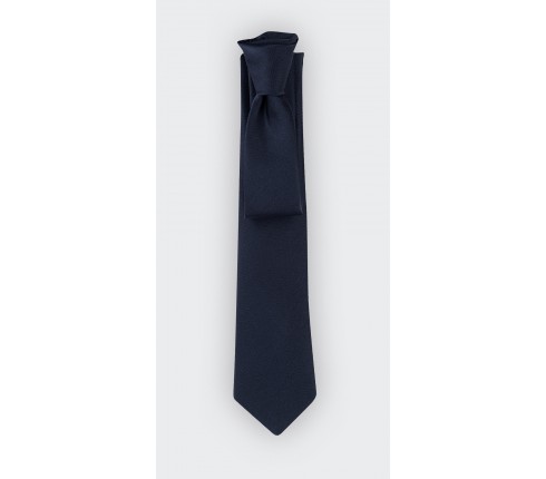 Navy blue satin tie - French president tie - Handmade in the Loire Castle Valley, France by Cinabre Paris