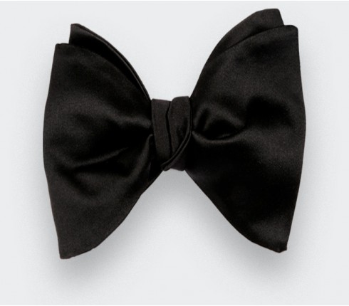 Large black satin bow tie - Handmade by Cinabre Paris