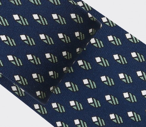 Navy Blue Grey Grand Pan Tie - Cinabre Paris