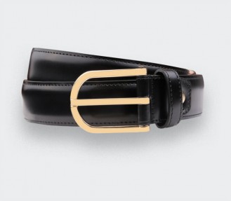 Black Leather Belt Cinabre - Made in France