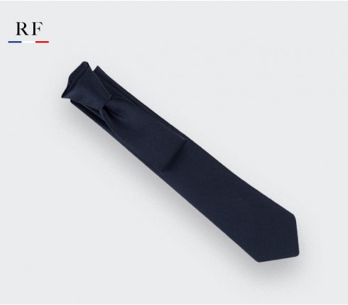 Navy blue satin tie - French president tie - Handmade in the Loire Castle Valley, France by Cinabre Paris
