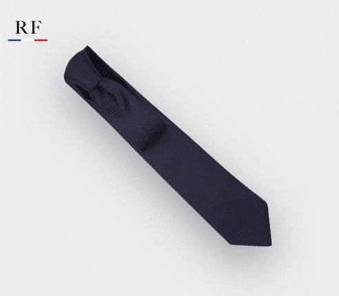 Dash textured navy blue tie - silk - Cinabre Paris