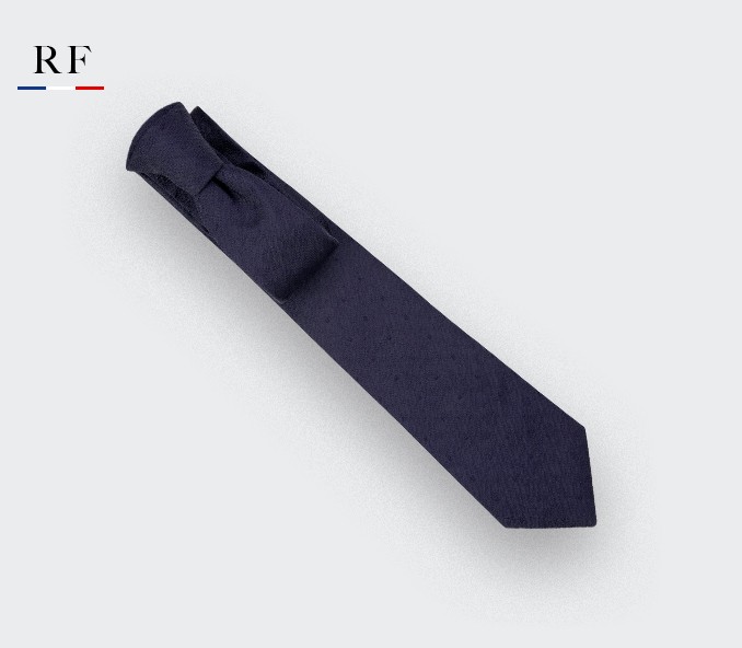 Polka dots textured navy blue tie - silk - Cinabre Paris Polka dots textured navy blue tie - silk - Cinabre Paris