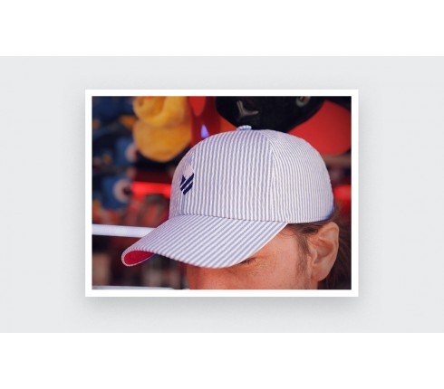 Blue Seersucker Cap - Cinabre Paris