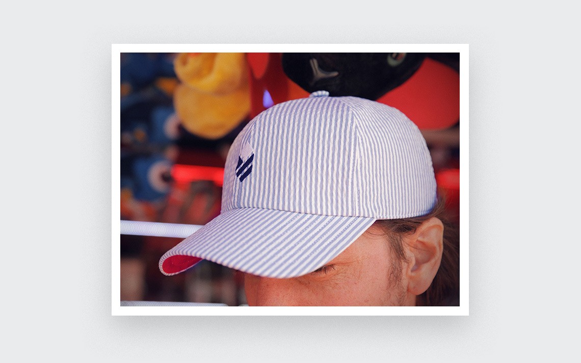 Blue Seersucker Cap - Cinabre Paris