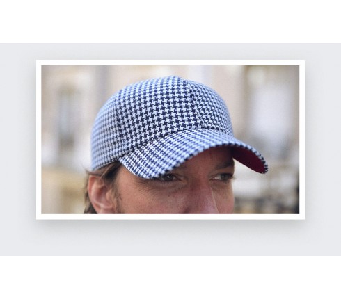 N°2 Navy Blue Houndstooth Cap - Cinabre Paris