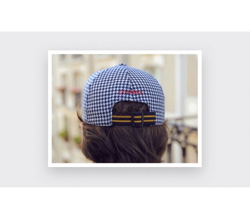 N°2 Navy Blue Houndstooth Cap - Cinabre Paris
