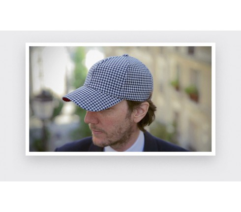 N°2 Navy Blue Houndstooth Cap - Cinabre Paris