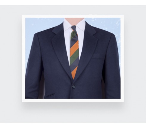 Navy Orange Green Striped Tie - Silk - Cinabre Paris