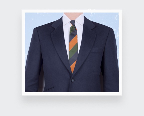 Navy Orange Green Striped Tie - Silk - Cinabre Paris