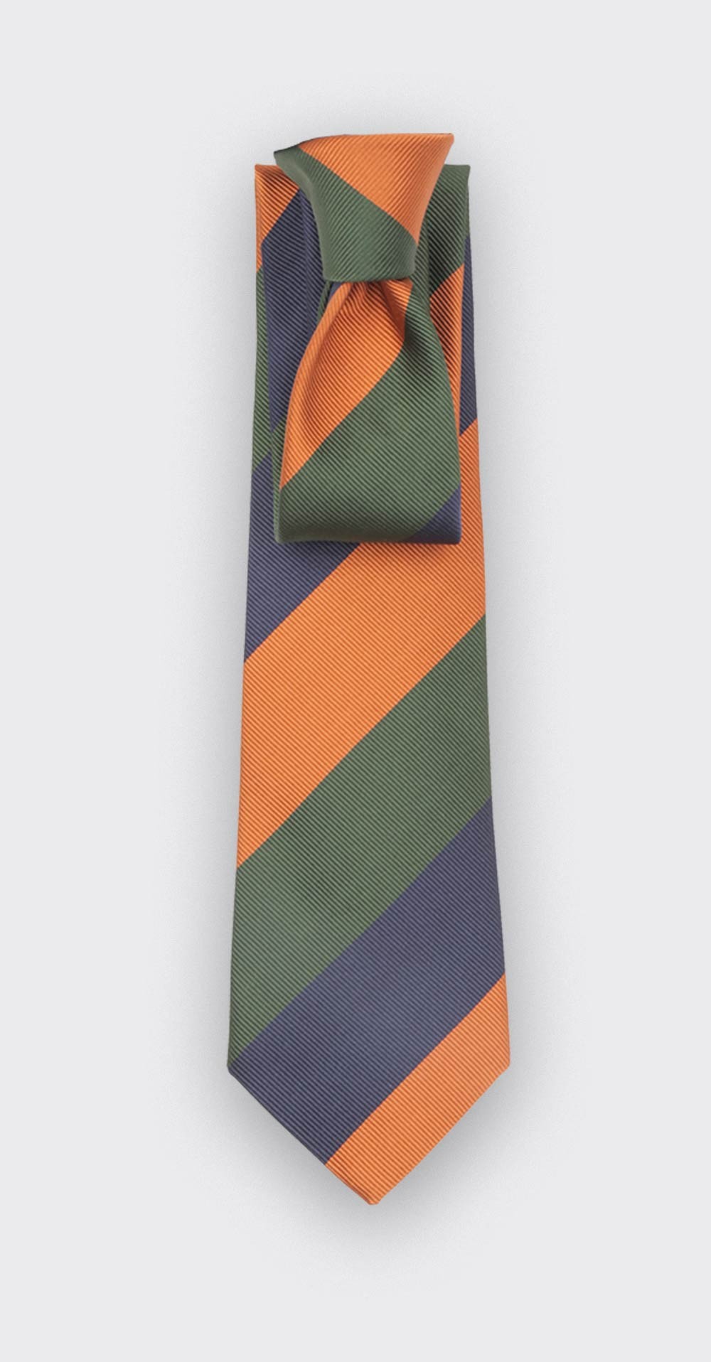 Navy Orange Green Striped Tie - Silk - Cinabre Paris