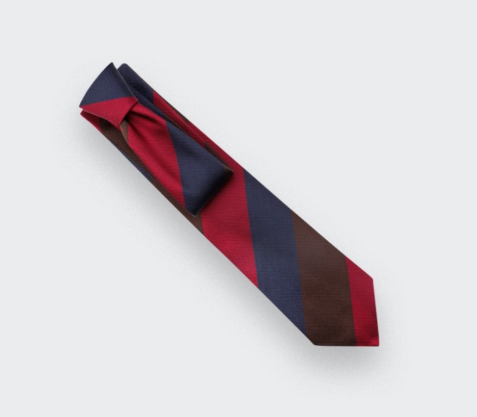 Chocolate Red Navy Striped Tie - Silk - Cinabre Paris Chocolate Red Navy Striped Tie - Silk - Cinabre Paris