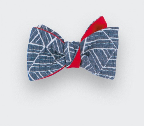 Pleated Blue Bow Tie - Cinabre Paris