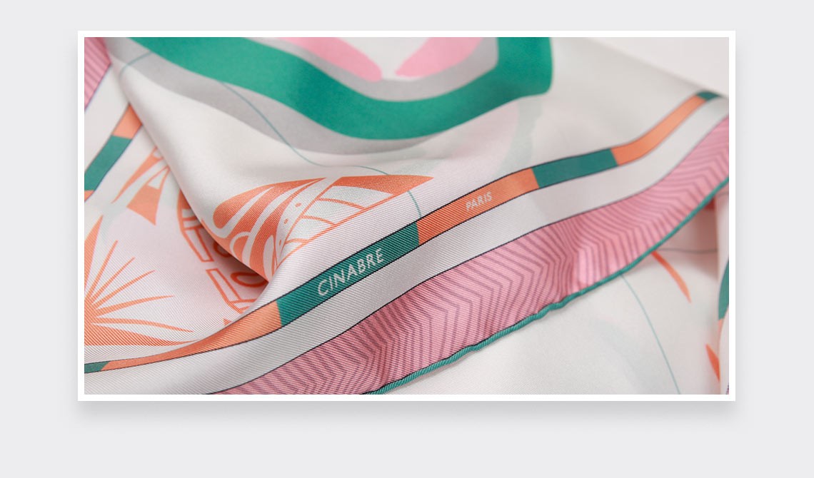 Pink Marquises Aller Simple silk scarf 90 - Cinabre Paris