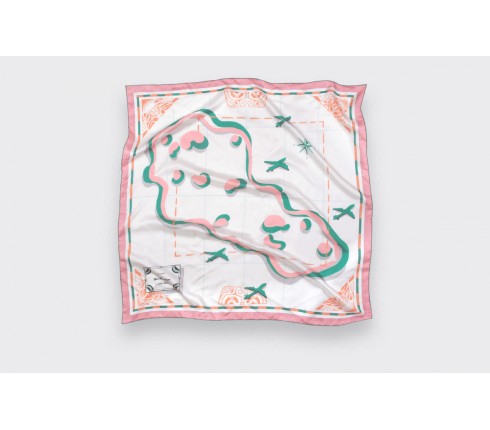 Pink Marquises Aller Simple silk scarf 90 - Cinabre Paris