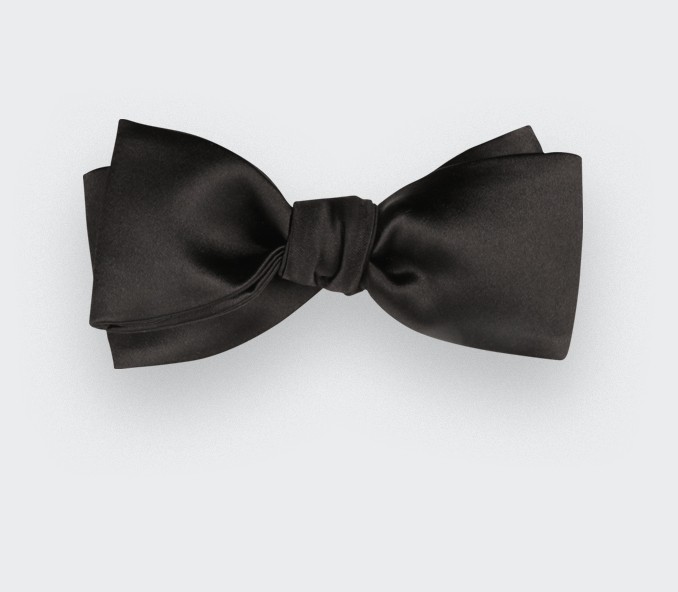 Black Satin Slim Bow Tie - Cinabre Paris Black Satin Slim Bow Tie - Cinabre Paris