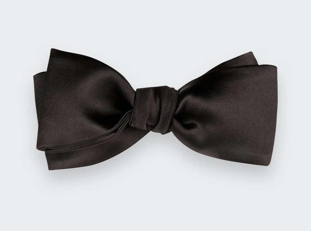 Black Satin Slim Bow Tie - Cinabre Paris