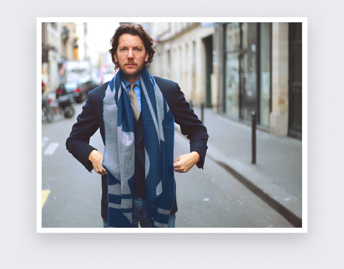 Constructivism scarf - Grey Blue - Cinabre Paris