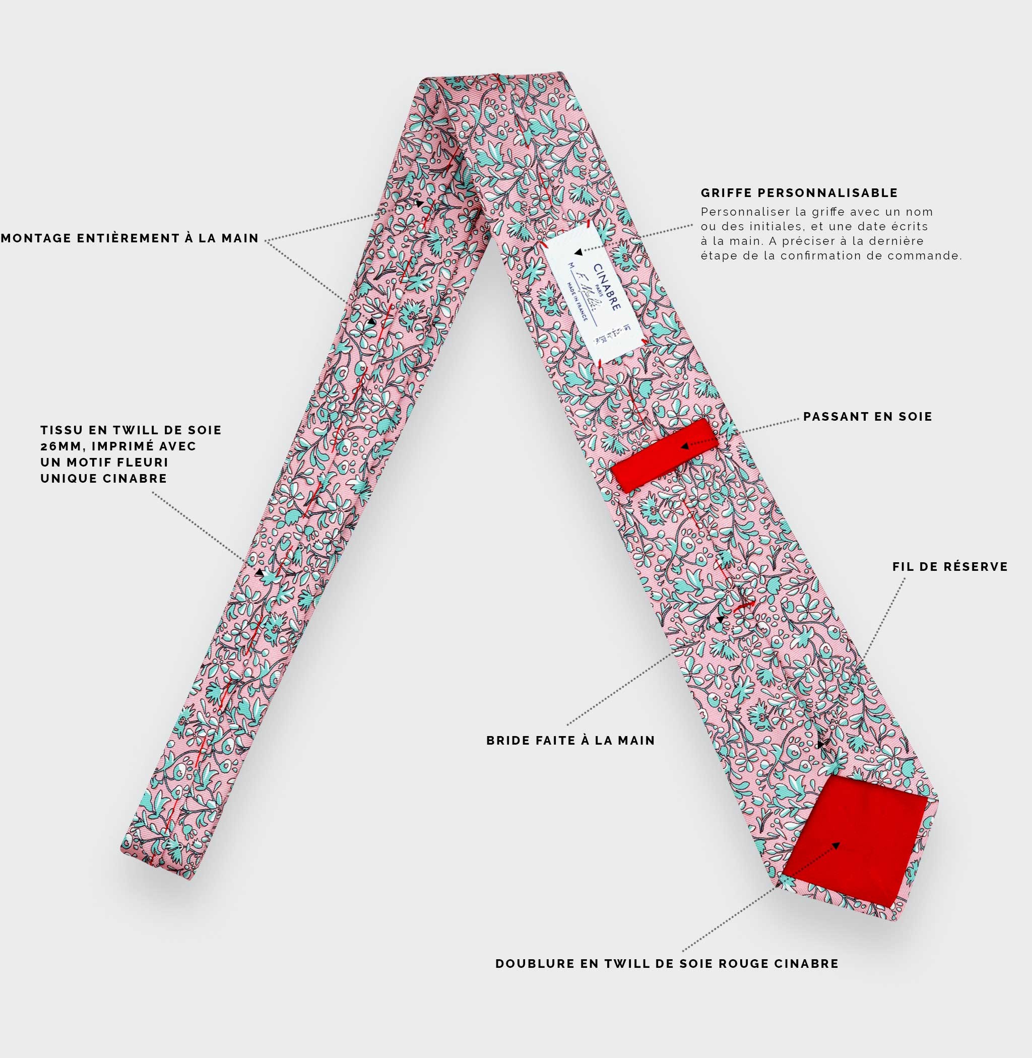 Light pink Cinabre Flowery Tie - Cinabre Paris