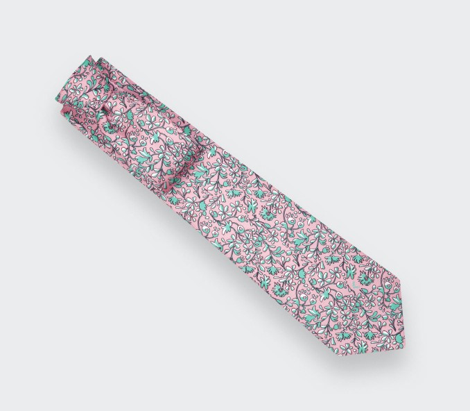 cinabre Cravate Fleuri Cinabre Rose Pâle
