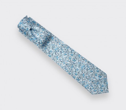 Pale Blue Cinabre Flowery Tie - Cinabre Paris