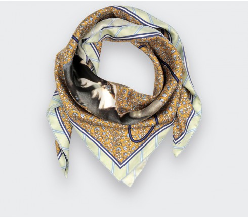 Spationaute Mustard Silk Scarf - Cinabre Paris