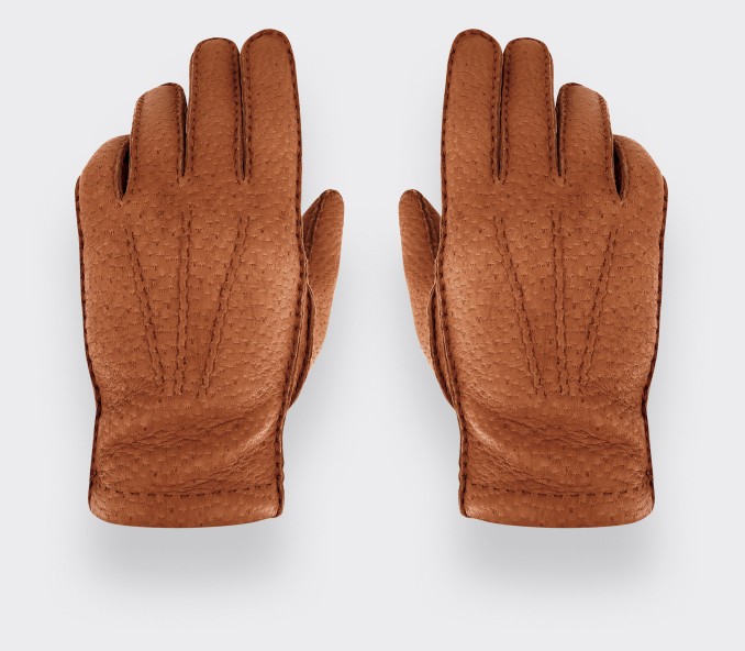 Peccary leather cognac gloves with cashmere lining - CINABRE Paris Peccary leather cognac gloves with cashmere lining - CINABRE Paris