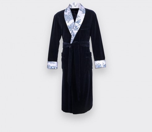 Navy velvet dressing gown - Cinabre