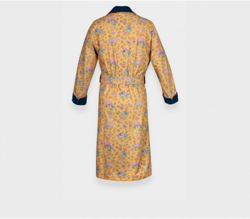 Flowery mustard dressing gown - Made in Italy