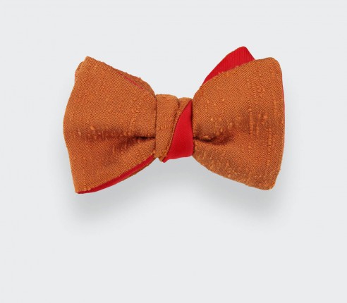 Orange Shantung Bow Tie - Silk - Cinabre Paris
