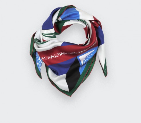 Red Silk Scarf 90 - Les Marquises, Tikiti