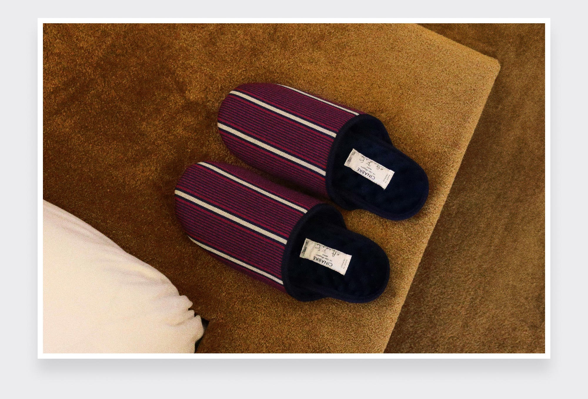 Burgundy Striped Slippers - Handmade -  Cinabre Paris