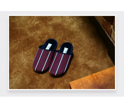 Burgundy Striped Slippers - Handmade -  Cinabre Paris