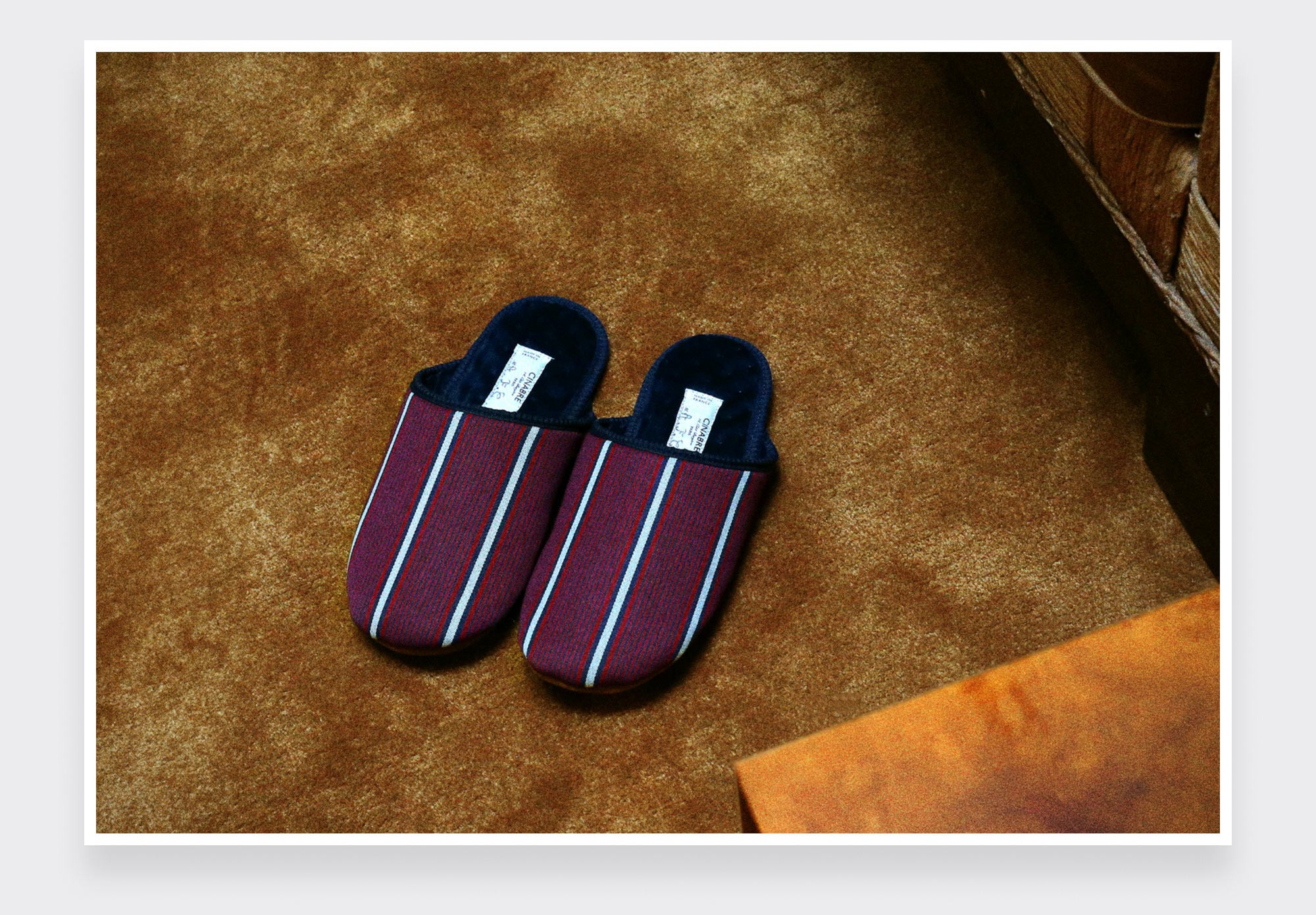 Burgundy Striped Slippers - Handmade -  Cinabre Paris