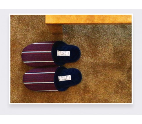 Burgundy Striped Slippers - Handmade -  Cinabre Paris