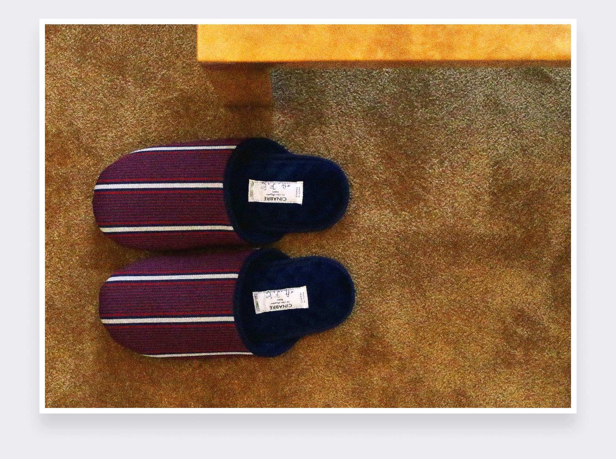 Burgundy Striped Slippers - Handmade -  Cinabre Paris