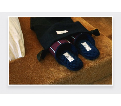 Burgundy Striped Slippers - Handmade -  Cinabre Paris