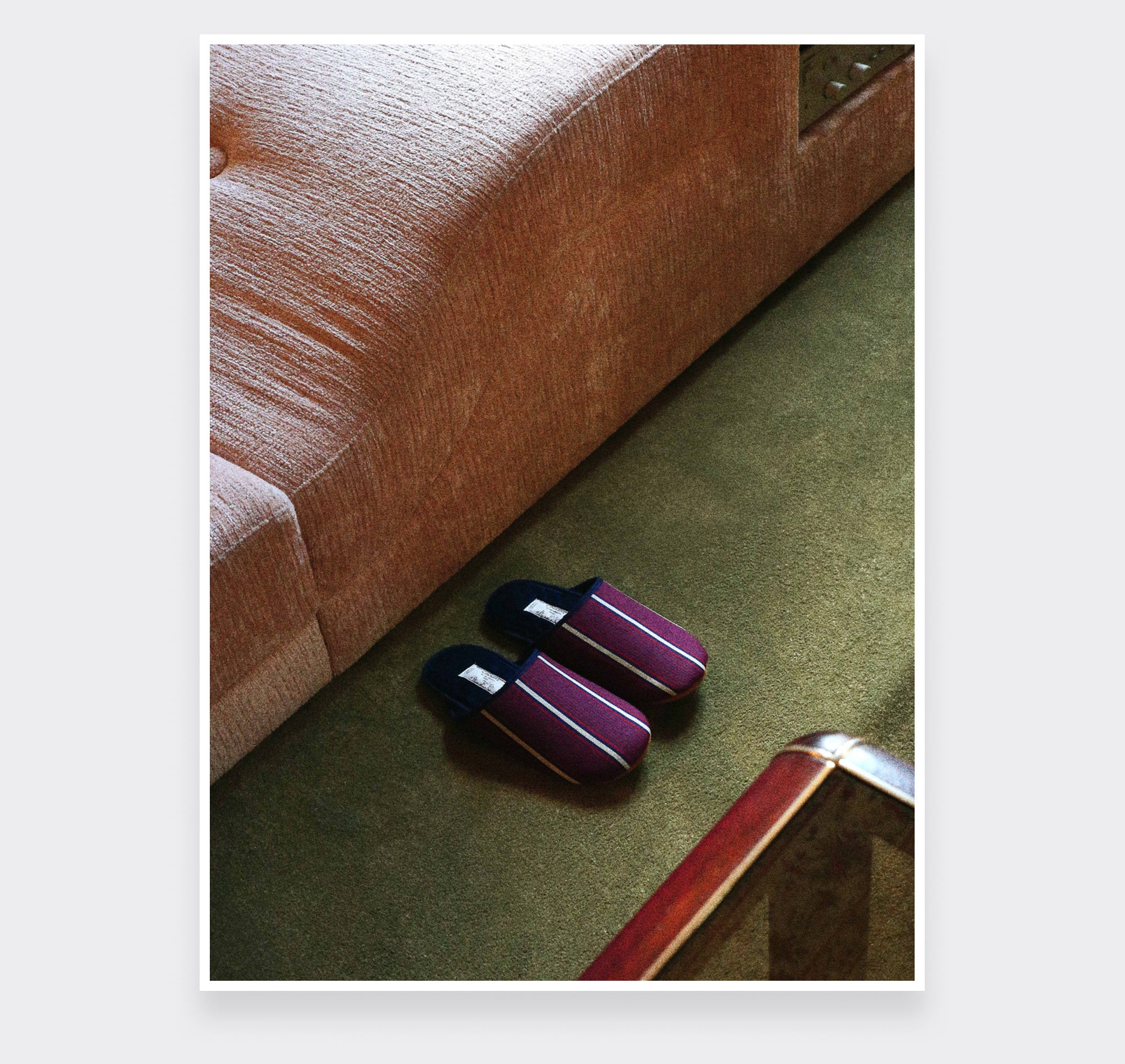 Burgundy Striped Slippers - Handmade -  Cinabre Paris