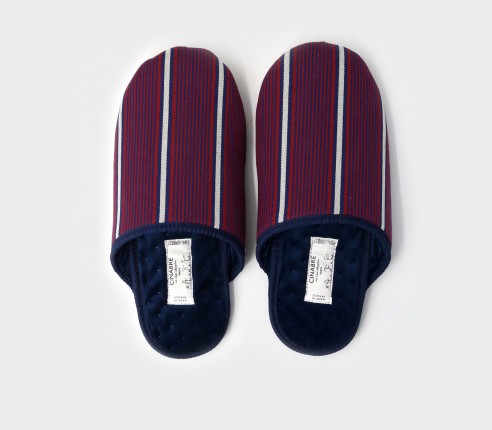 Burgundy Striped Slippers - Handmade -  Cinabre Paris