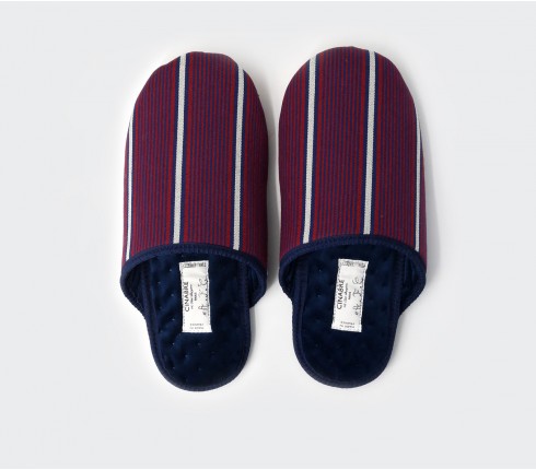 Burgundy Striped Slippers - Handmade -  Cinabre Paris