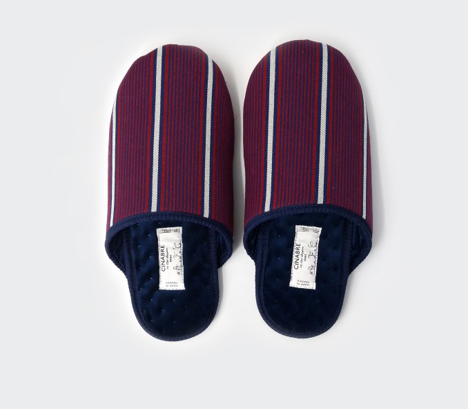 Burgundy Striped Slippers - Handmade - Cinabre Paris Burgundy Striped Slippers - Handmade - Cinabre Paris
