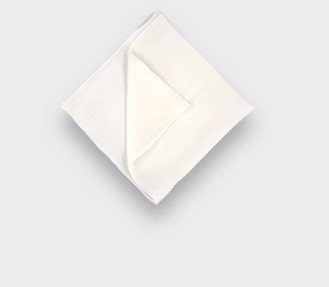 White with white embroidery Silk Chiffon Pocket Square - Cinabre Paris