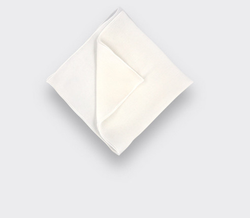 White with white embroidery Silk Chiffon Pocket Square - Cinabre Paris