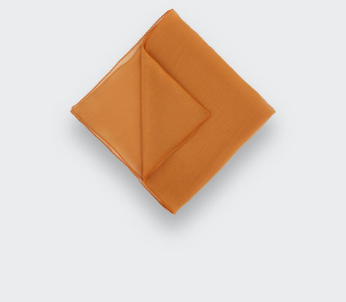 Rust Silk Chiffon Pocket Square - Cinabre Paris