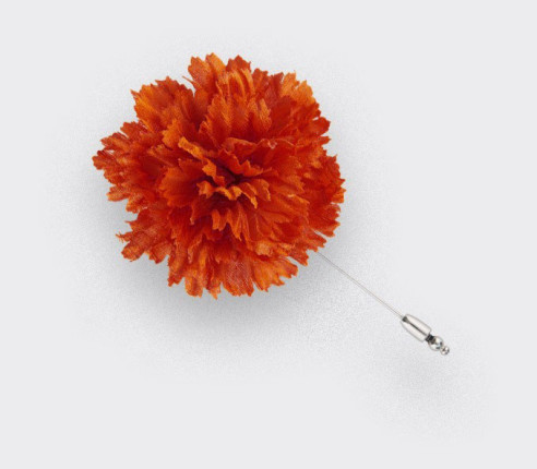 Flower Lapel Pin Orange silk  - Cinabre Paris
